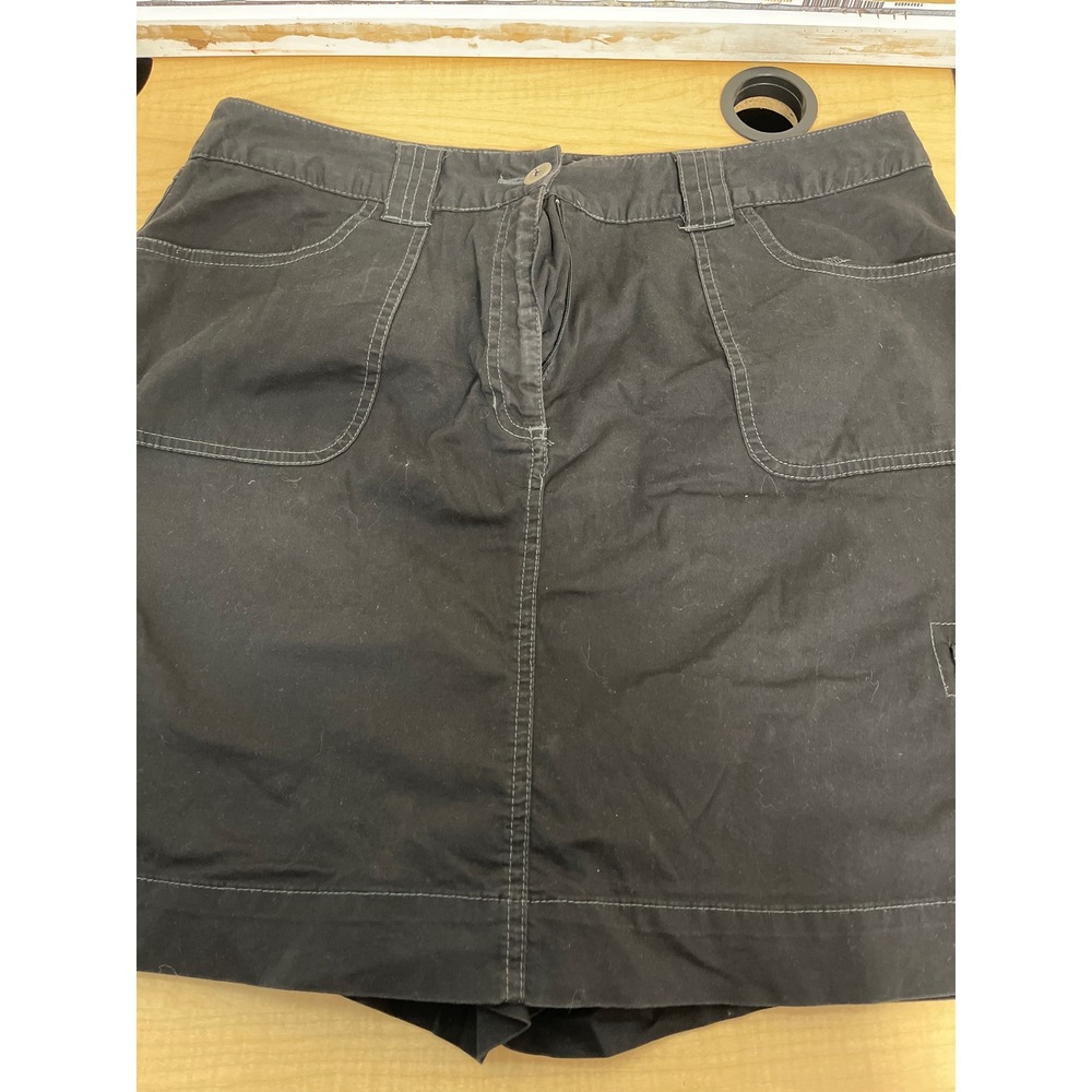 Karen Scott Black Utility Cargo Skirt Contrast Stitching Size 14